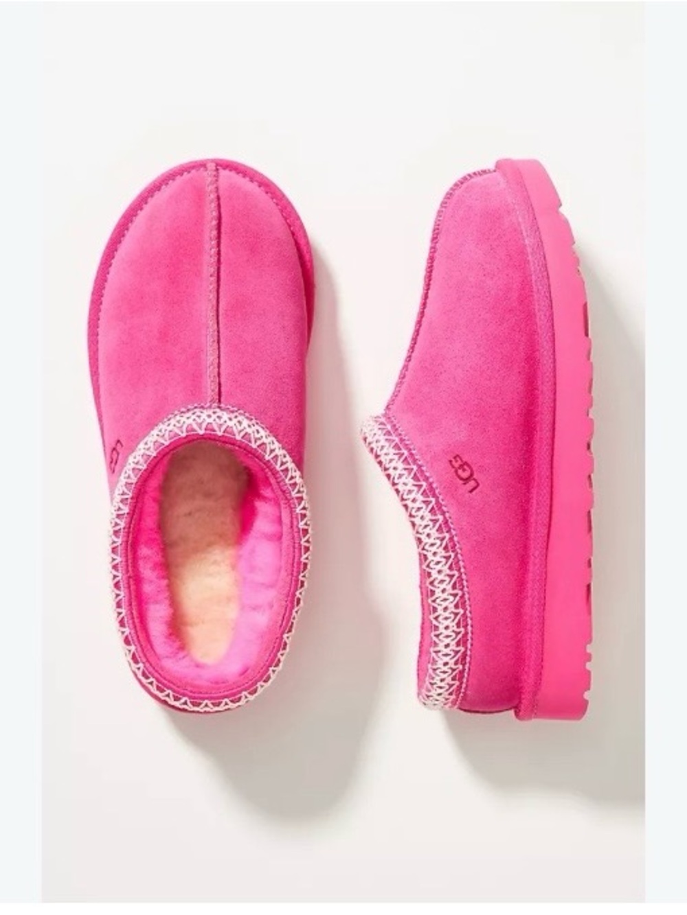 UGG Tasman Slippers Pink Glow Suede Women’s Size 7 Mules Clogs Comfort